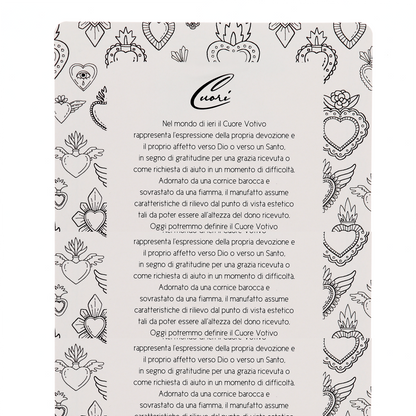 Cuore Votivo moderno in resina - cuore dorato e cornice argentata. Dimensioni 14x17,5 cm