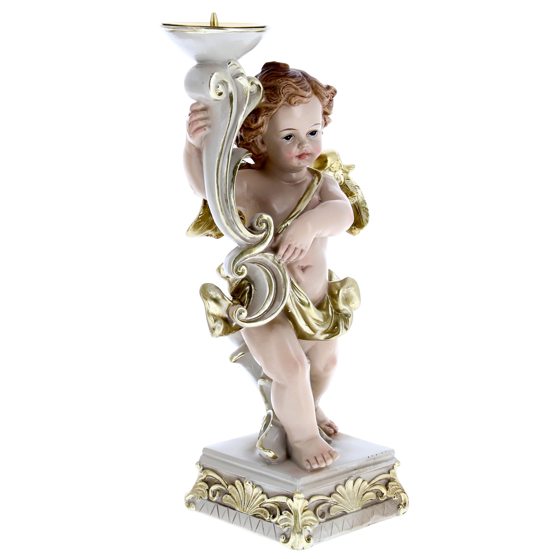 Angelo porta candela in resina. Altezza 25 cm