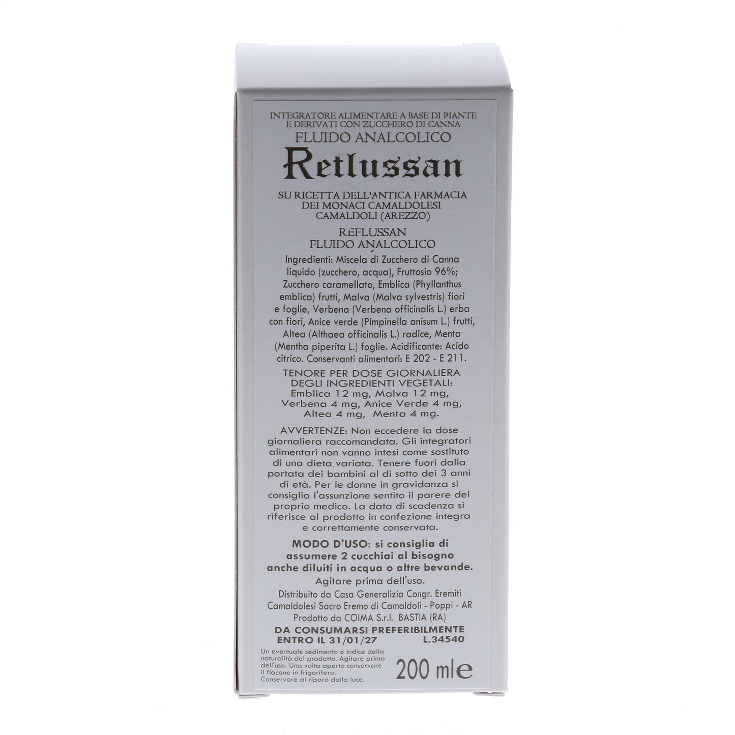 Reflussan sciroppo - integratore alimentare. Confezione da 200 ml