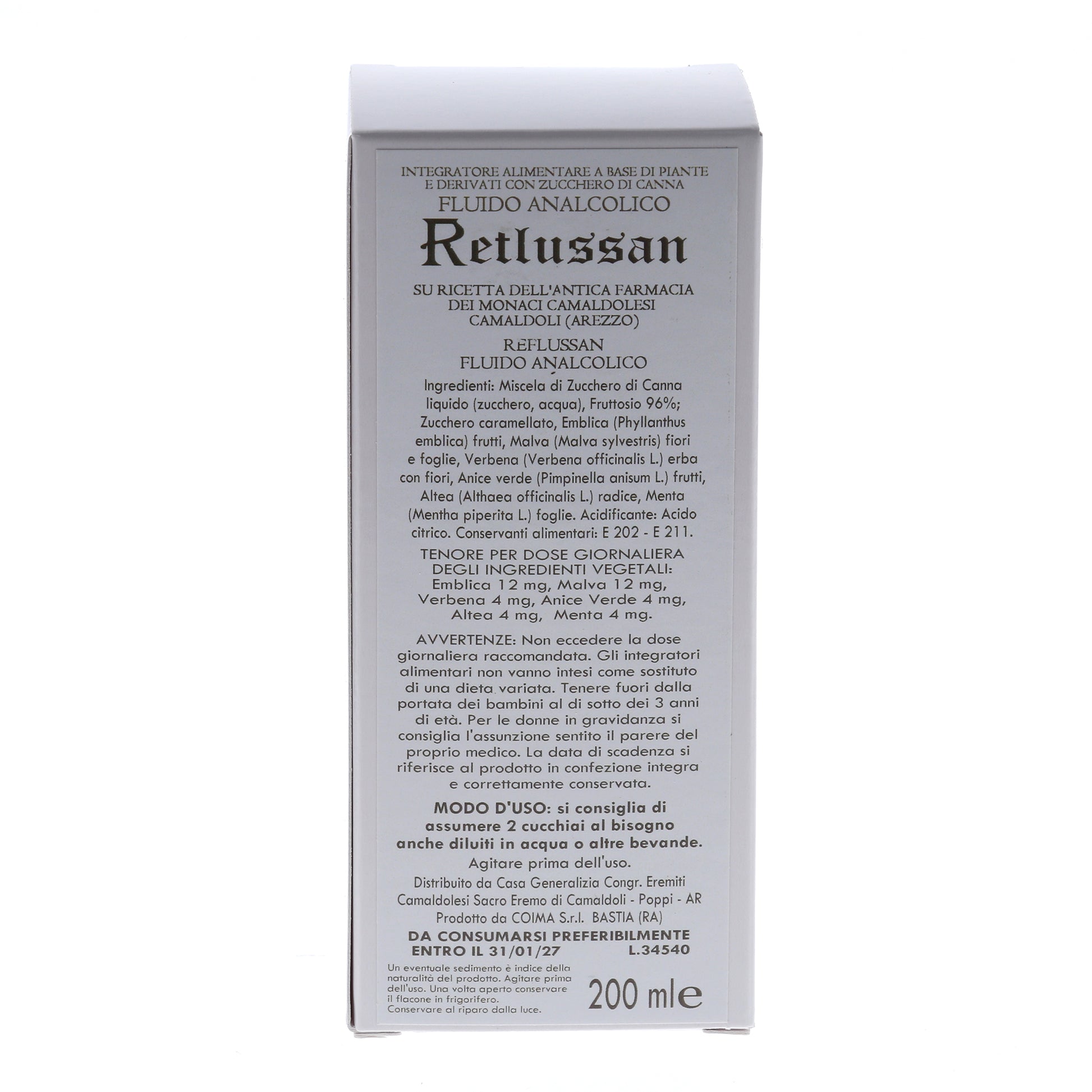 Reflussan sciroppo - integratore alimentare. Confezione da 200 ml