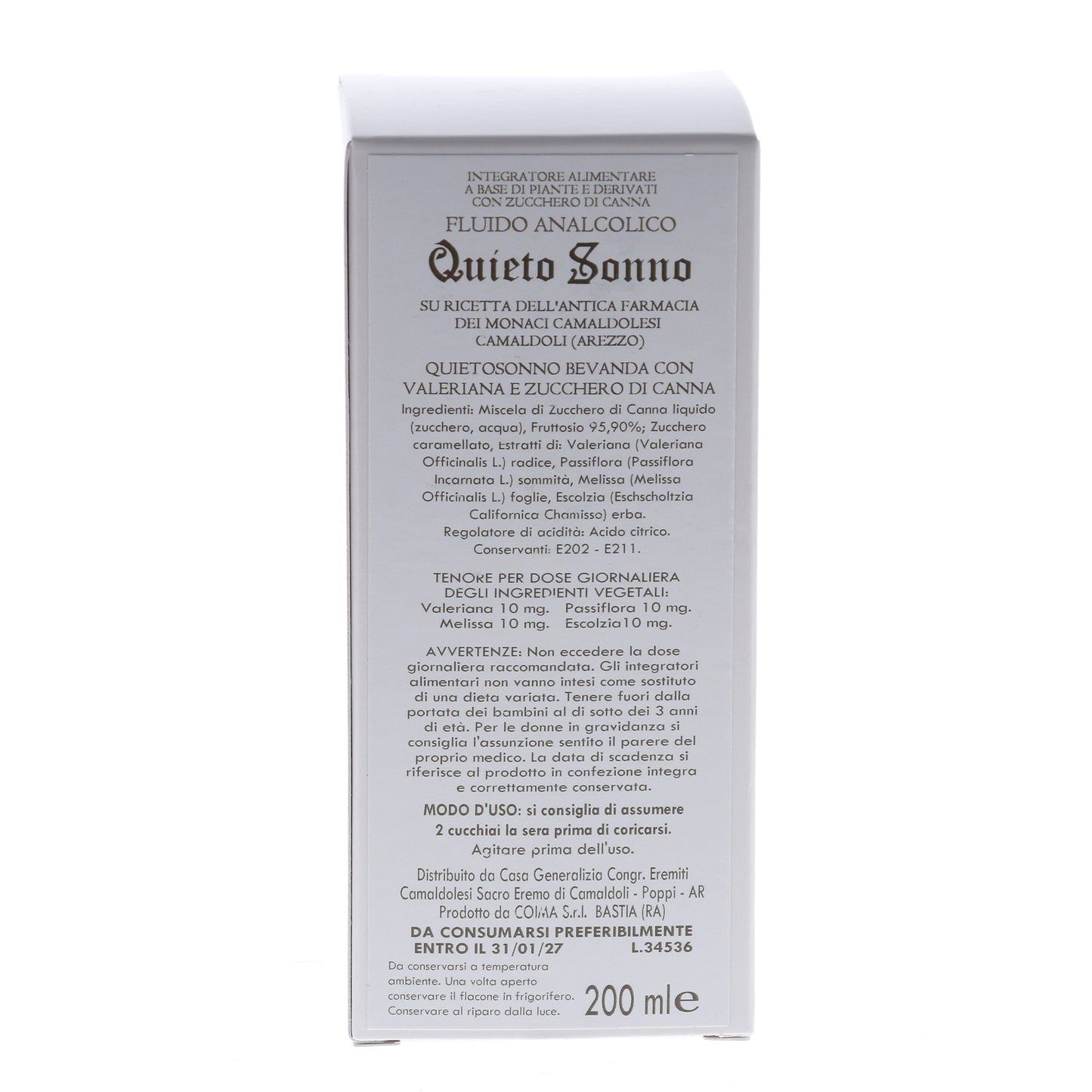 Quieto sonno sciroppo - integratore alimentare. Confezione da 200 ml