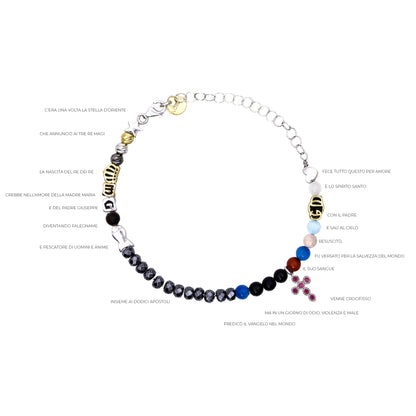 Bracciale Iesus - Vita di Gesù croce con zirconi rubini e pietre 4 mm