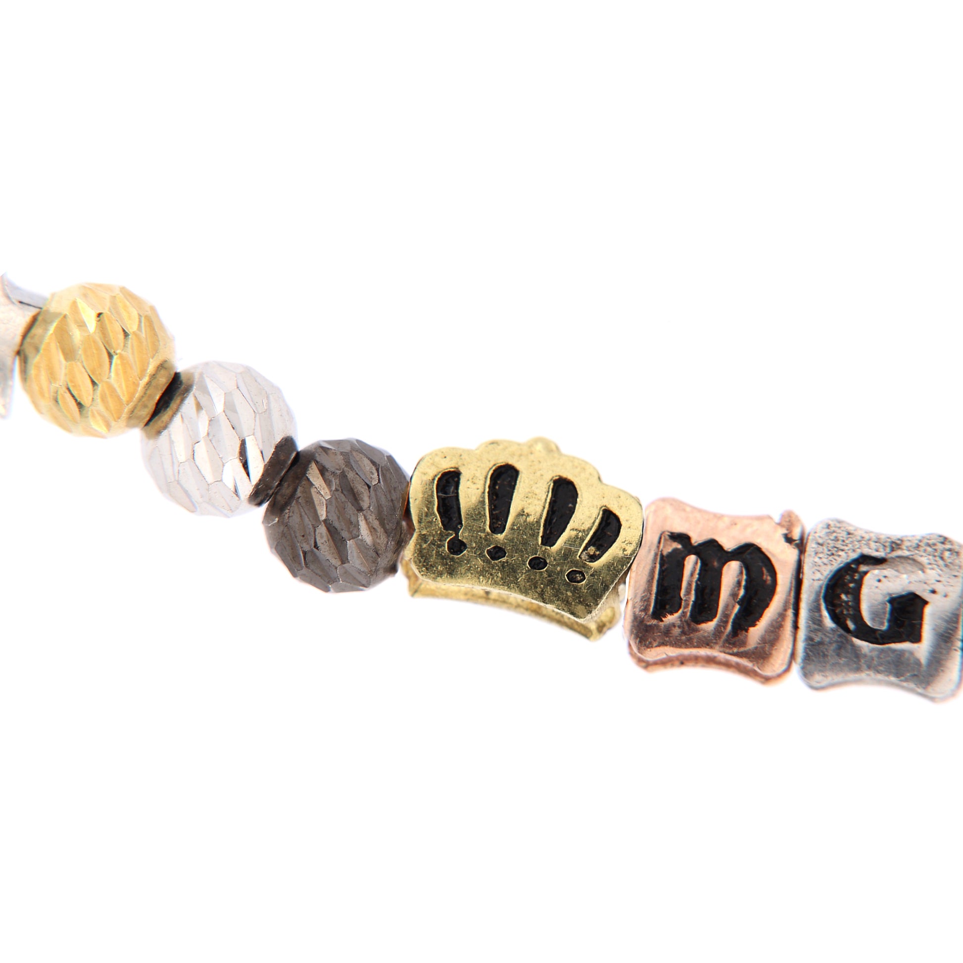Bracciale Iesus - Vita di Gesù croce argento rodiato e pietre 6 mm