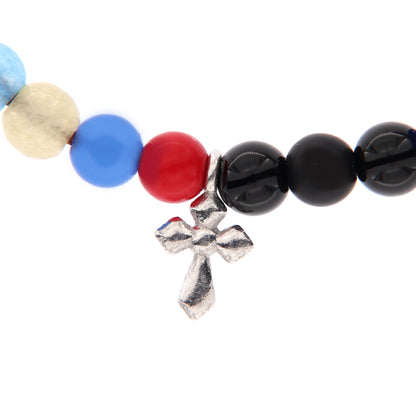 Bracciale Iesus - Vita di Gesù croce argento rodiato e pietre 4 mm