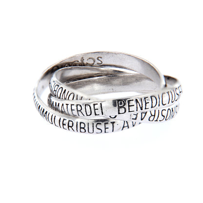 Anello Trio con incisione Ave Maria in argento 925