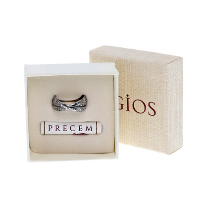 Anello Trio con incisione Ave Maria in argento 925