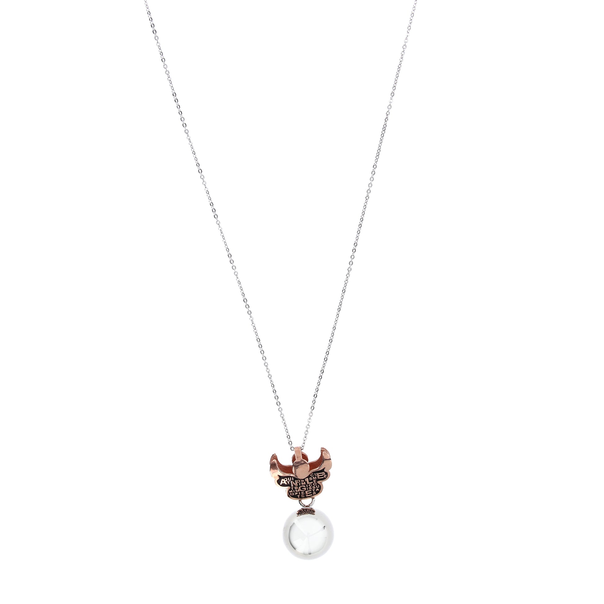 Collana chiama Angeli con incisioni in latino, in argento 925