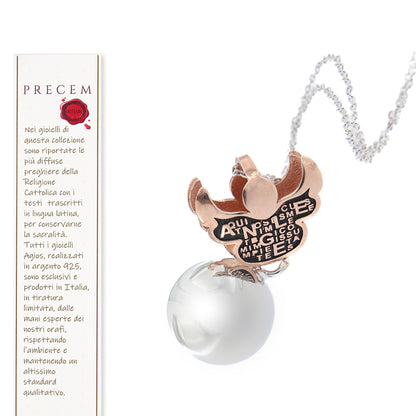 Collana chiama Angeli con incisioni in latino, in argento 925