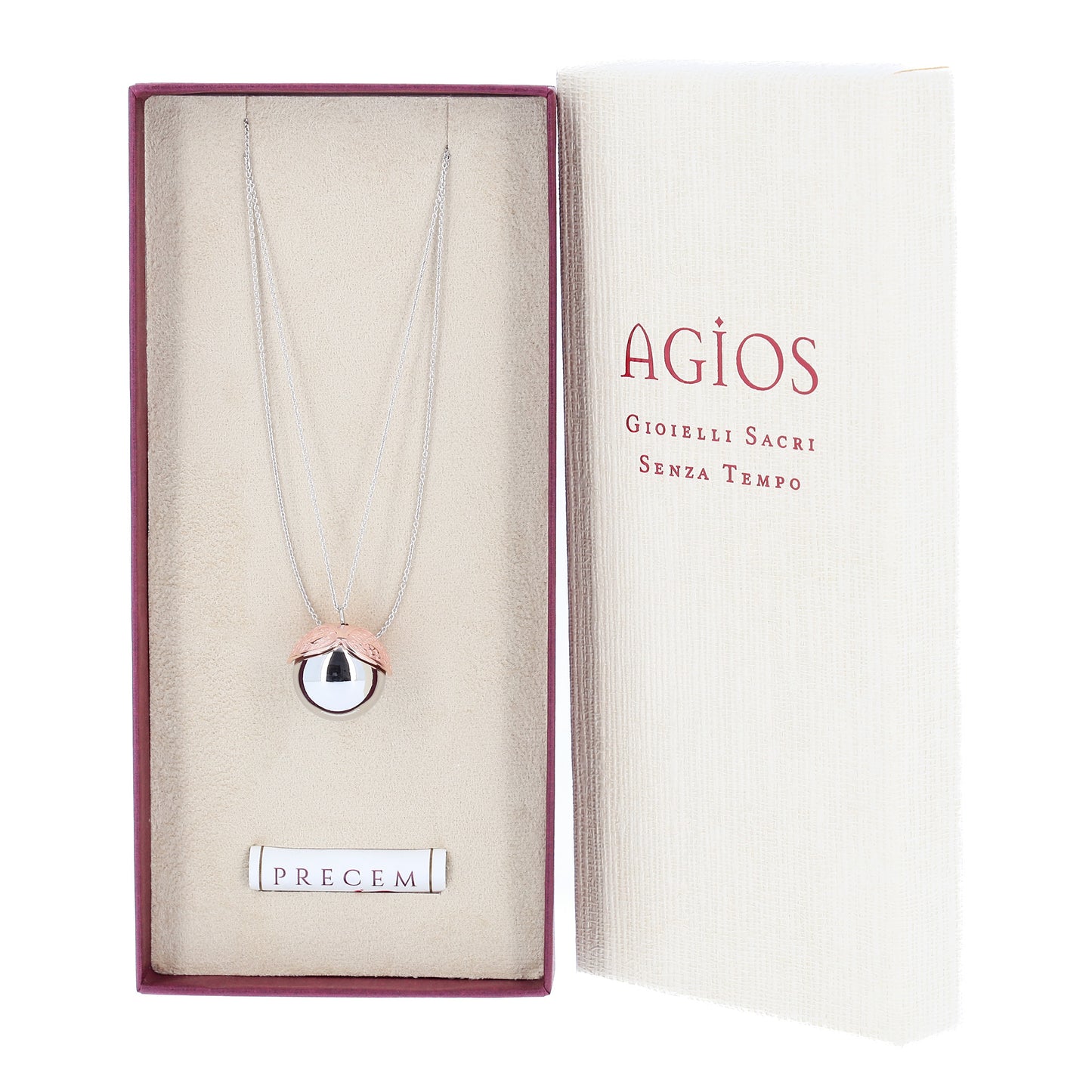 Collana chiama Angeli con Ave Maria in latino, in argento 925