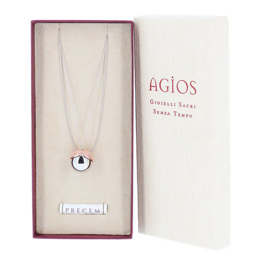 Collana chiama Angeli con Ave Maria in latino, in argento 925