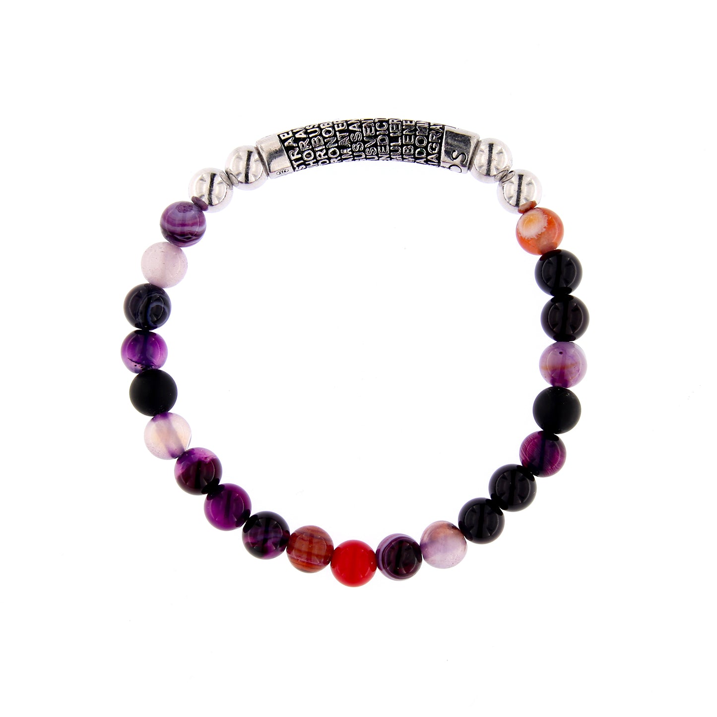 Bracciale Precem Mater in pietre naturali con Ave Maria, argento 925