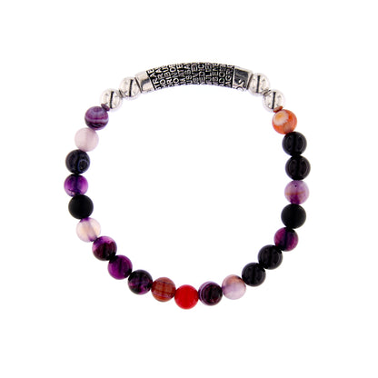 Bracciale Precem Mater in pietre naturali con Ave Maria, argento 925