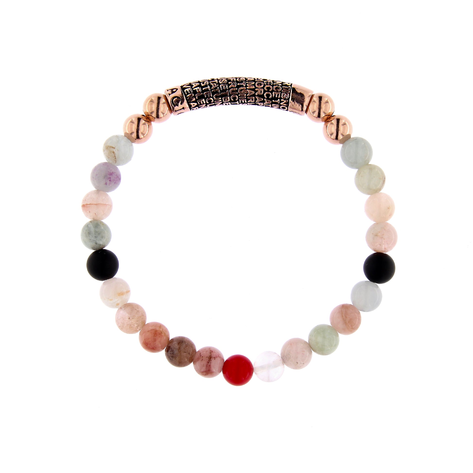 Bracciale Precem Mater in pietre naturali con Ave Maria, argento 925