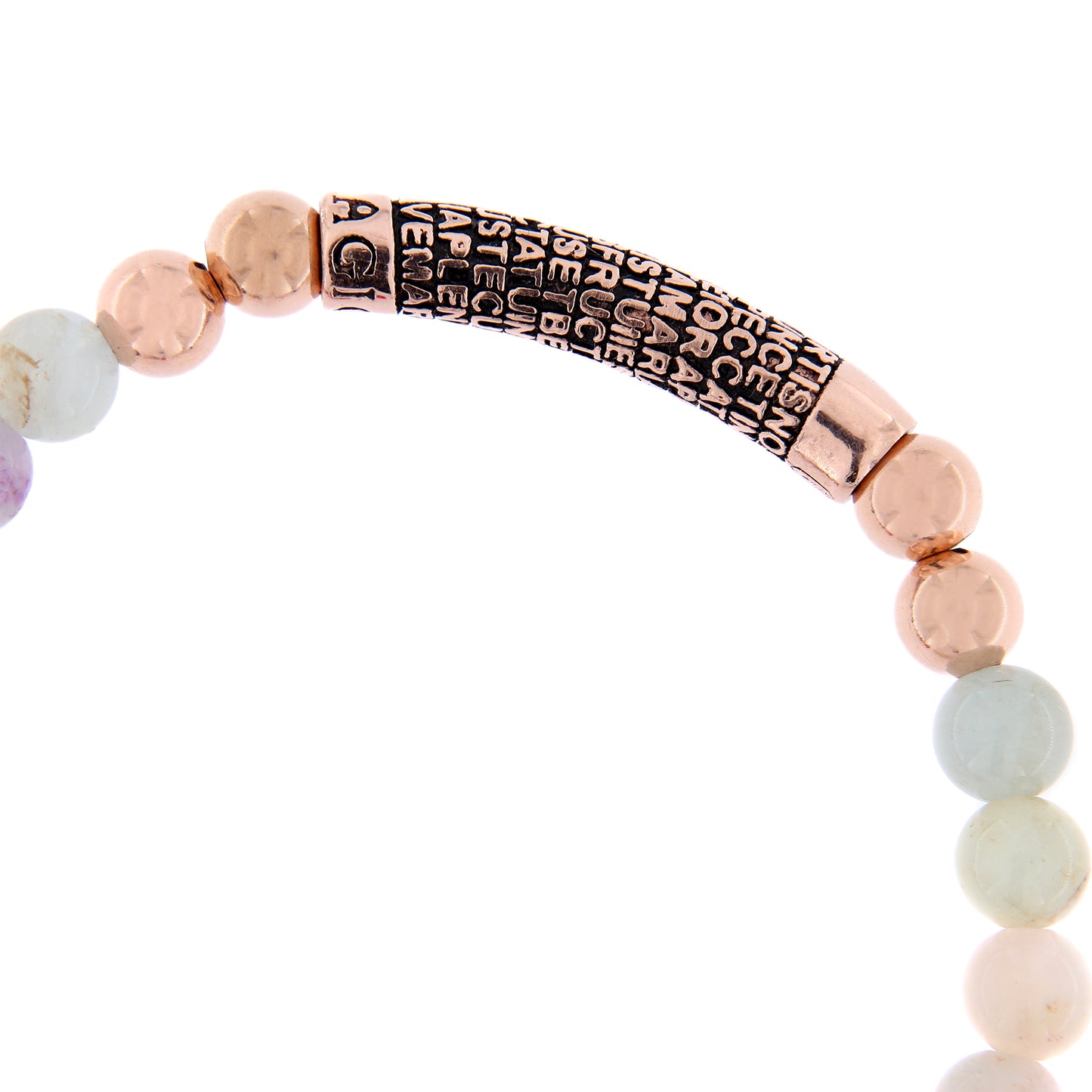 Bracciale Precem Mater in pietre naturali con Ave Maria, argento 925