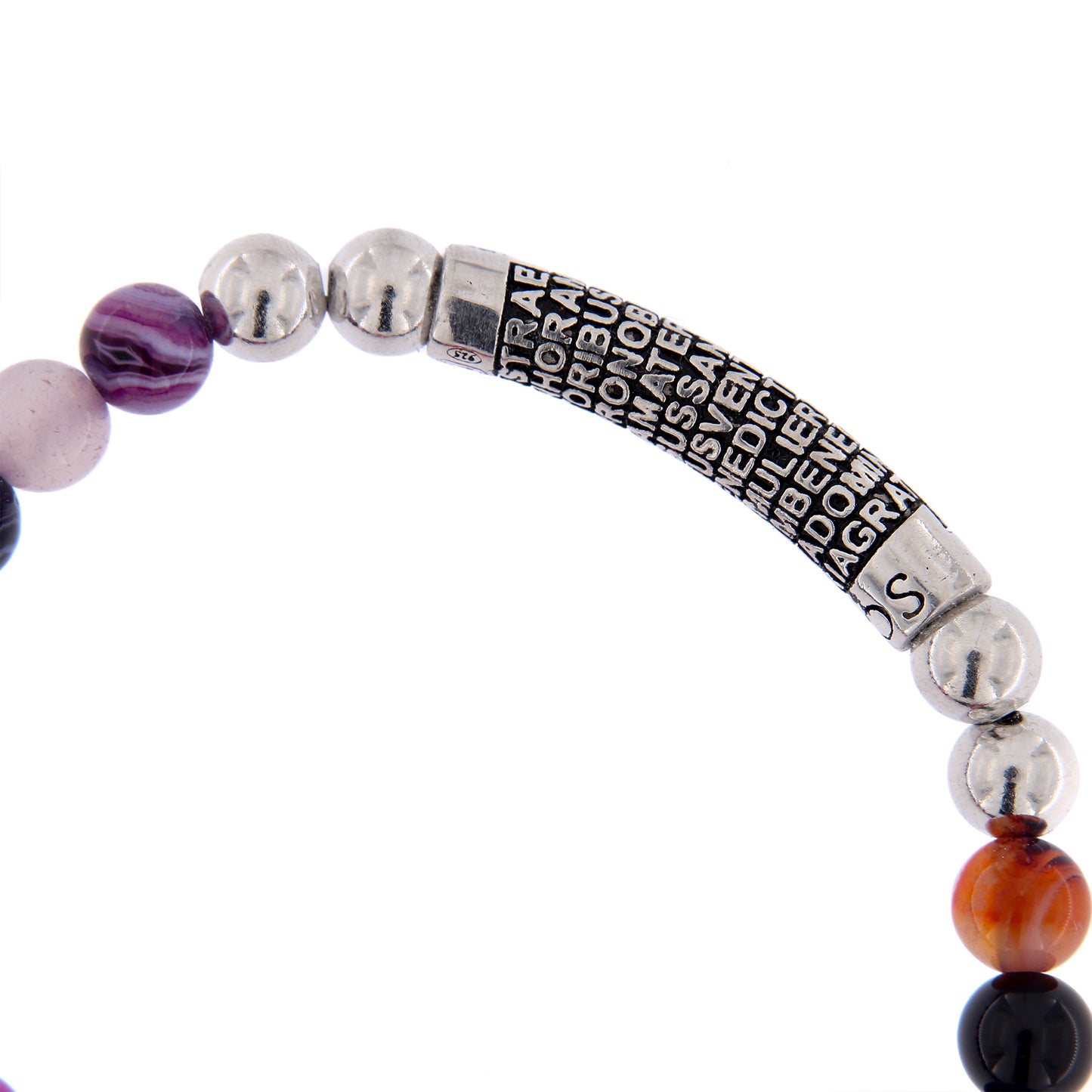 Bracciale Precem Mater in pietre naturali con Ave Maria, argento 925