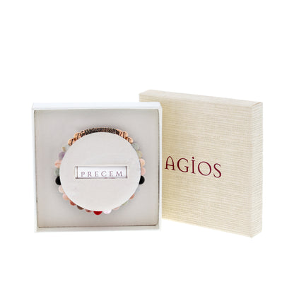 Bracciale Precem Mater in pietre naturali con Ave Maria, argento 925