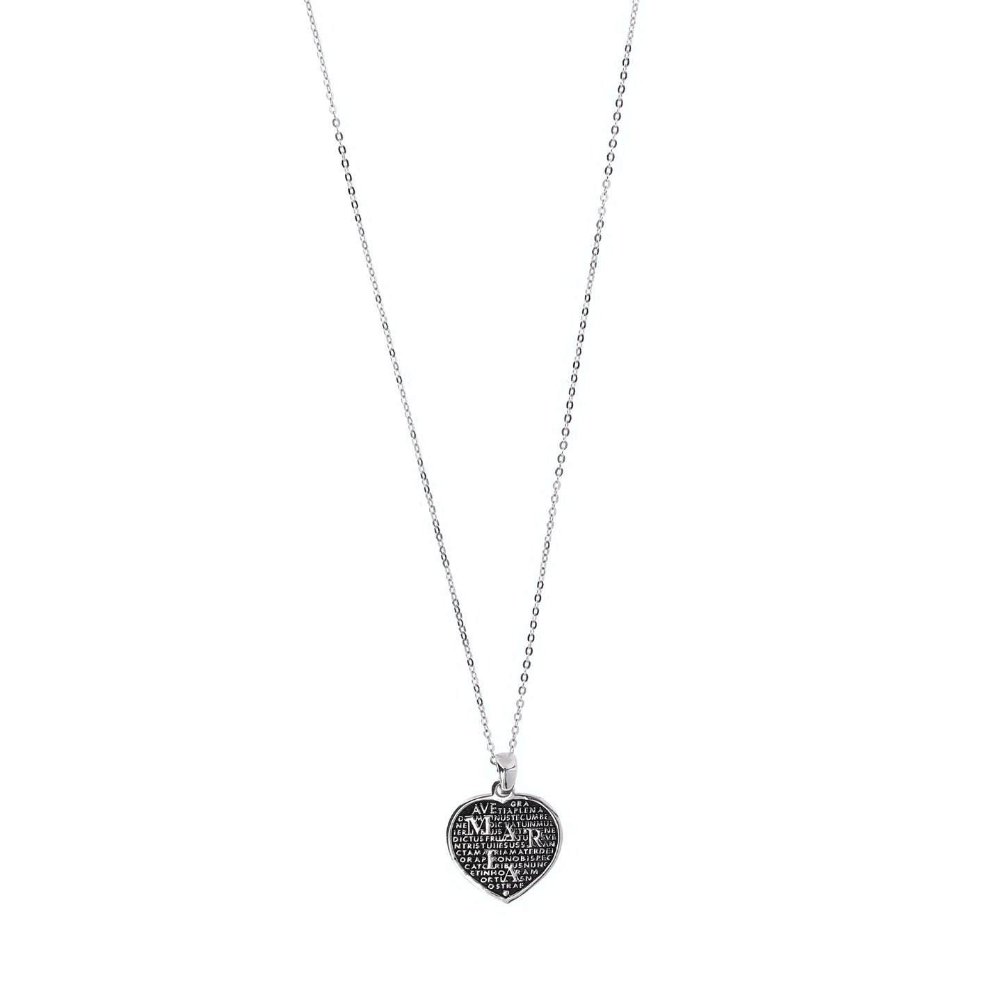 Collana Mater ciondolo cuore Ave Maria, in argento 925