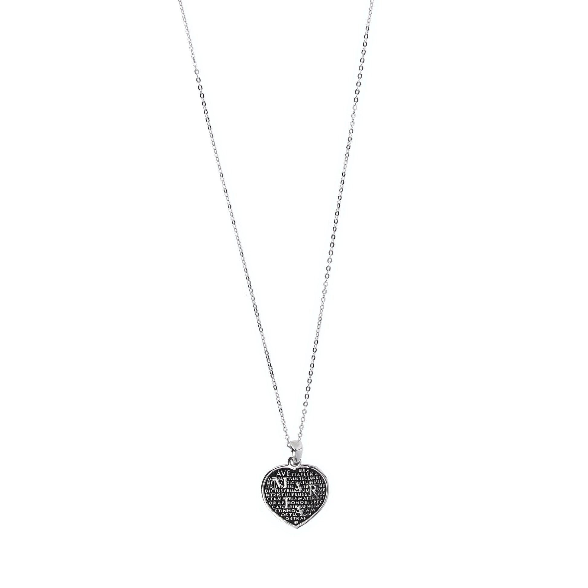 Collana Mater ciondolo cuore Ave Maria, in argento 925