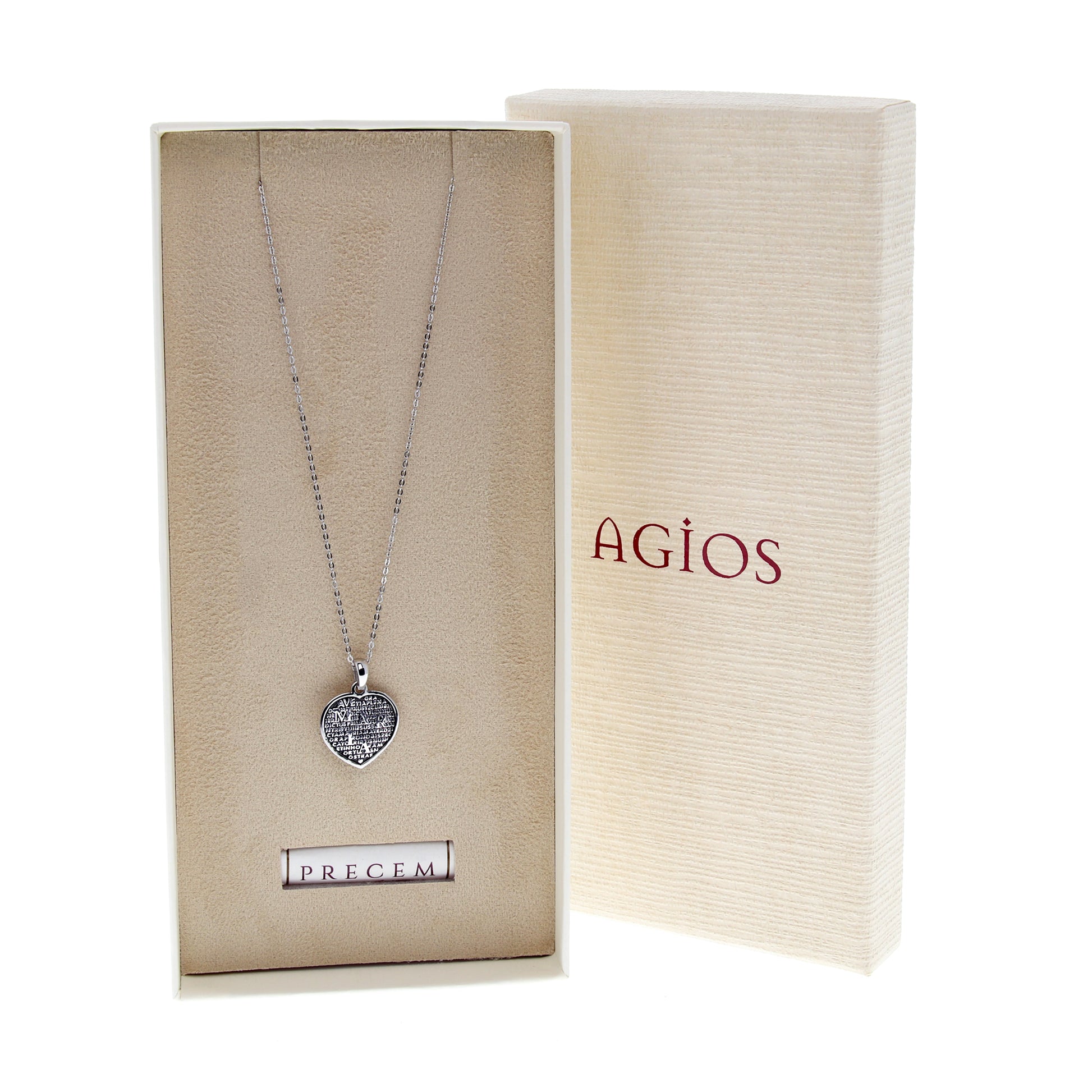 Collana Mater ciondolo cuore Ave Maria, in argento 925