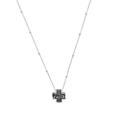 Collana Pater ciondolo croce Padre Nostro, in argento 925