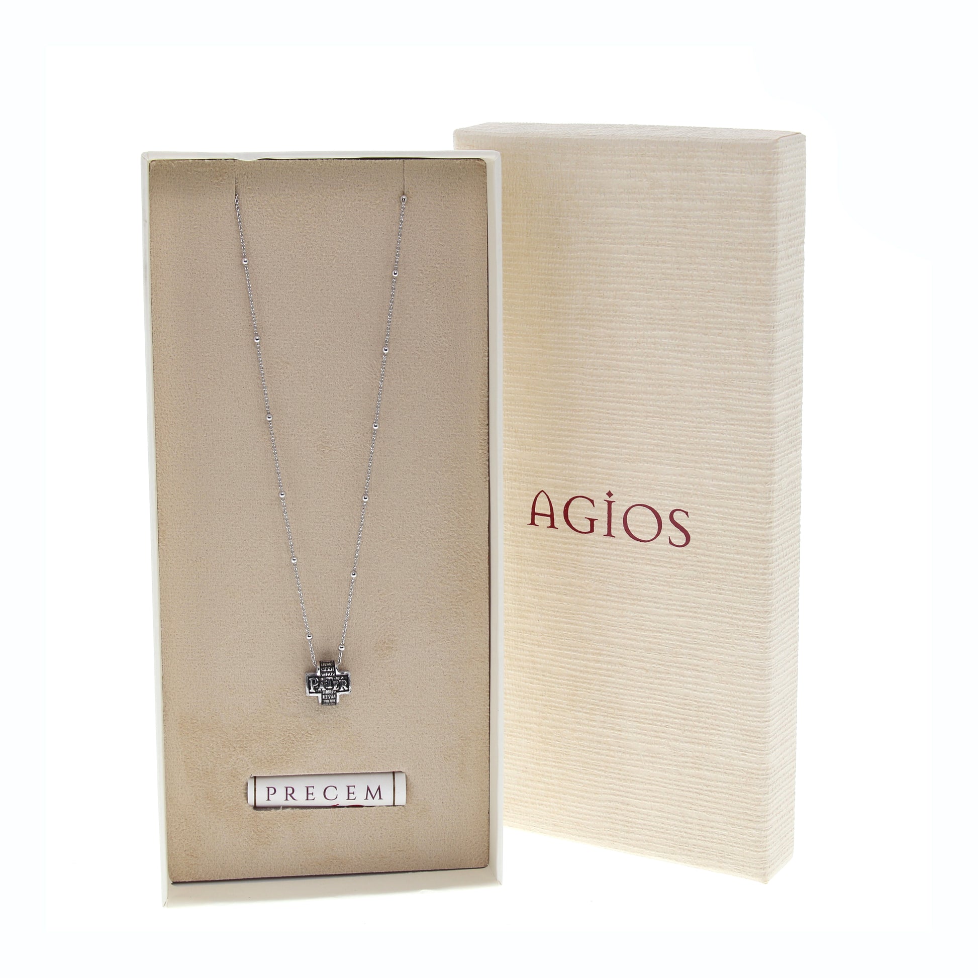 Collana Pater ciondolo croce Padre Nostro, in argento 925