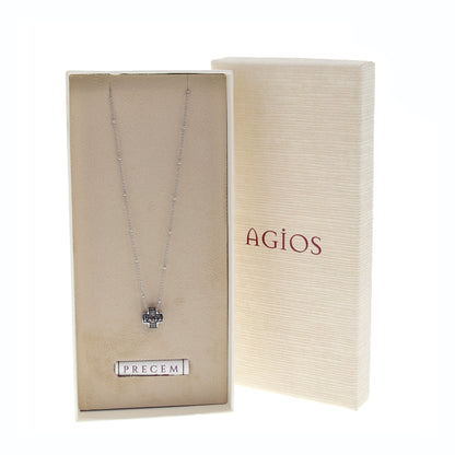 Collana Pater ciondolo croce Padre Nostro, in argento 925