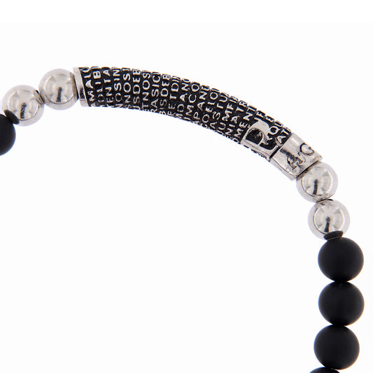 Bracciale Pater con pietre nere naturali e Padre Nostro, argento 925