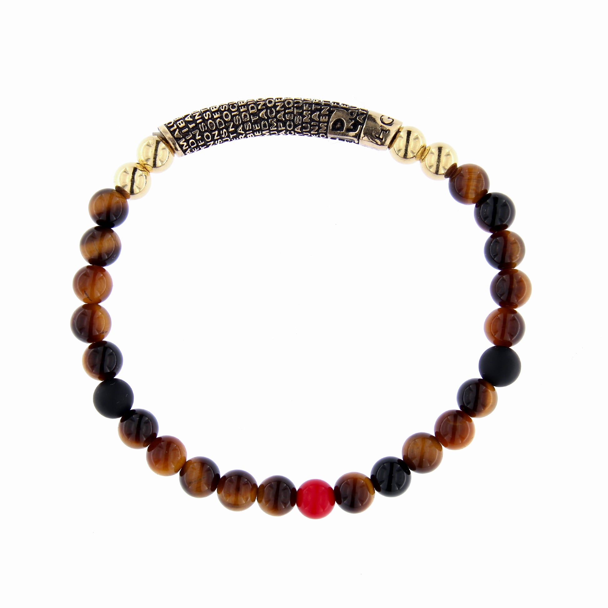 Bracciale Pater con pietre marroni naturali e Padre Nostro, argento 925