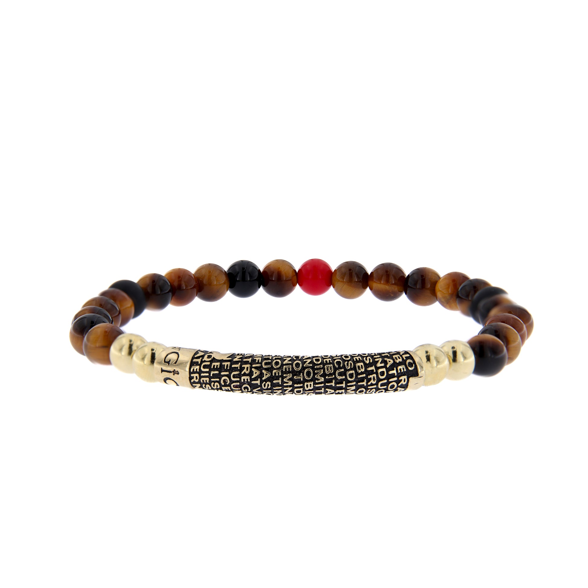 Bracciale Pater con pietre marroni naturali e Padre Nostro, argento 925