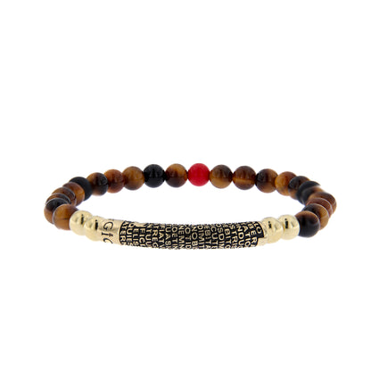 Bracciale Pater con pietre marroni naturali e Padre Nostro, argento 925