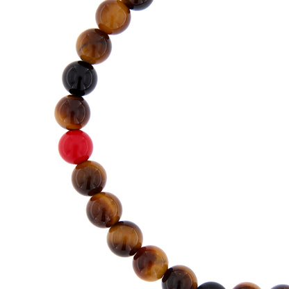 Bracciale Pater con pietre marroni naturali e Padre Nostro, argento 925