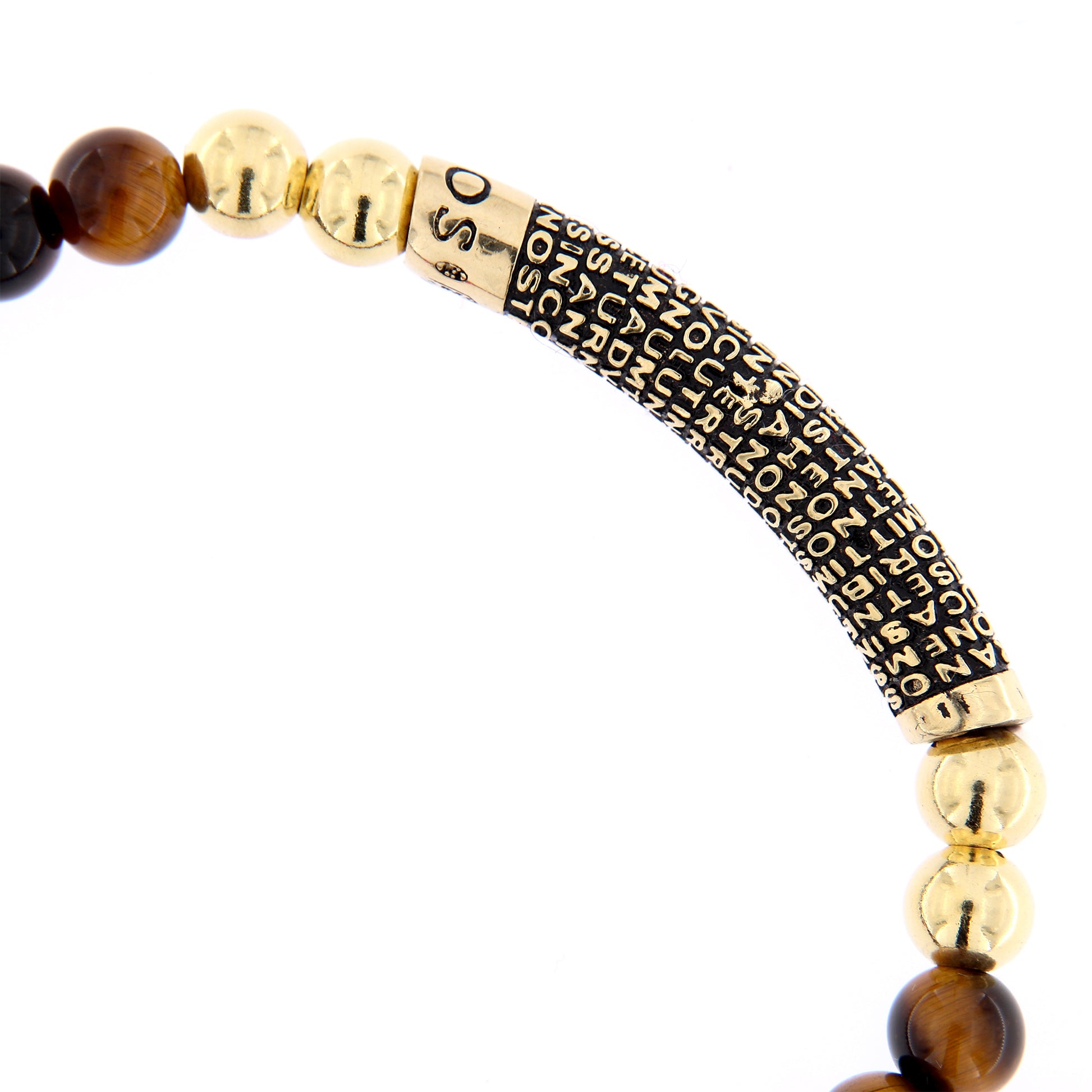 Bracciale Pater con pietre marroni naturali e Padre Nostro, argento 925