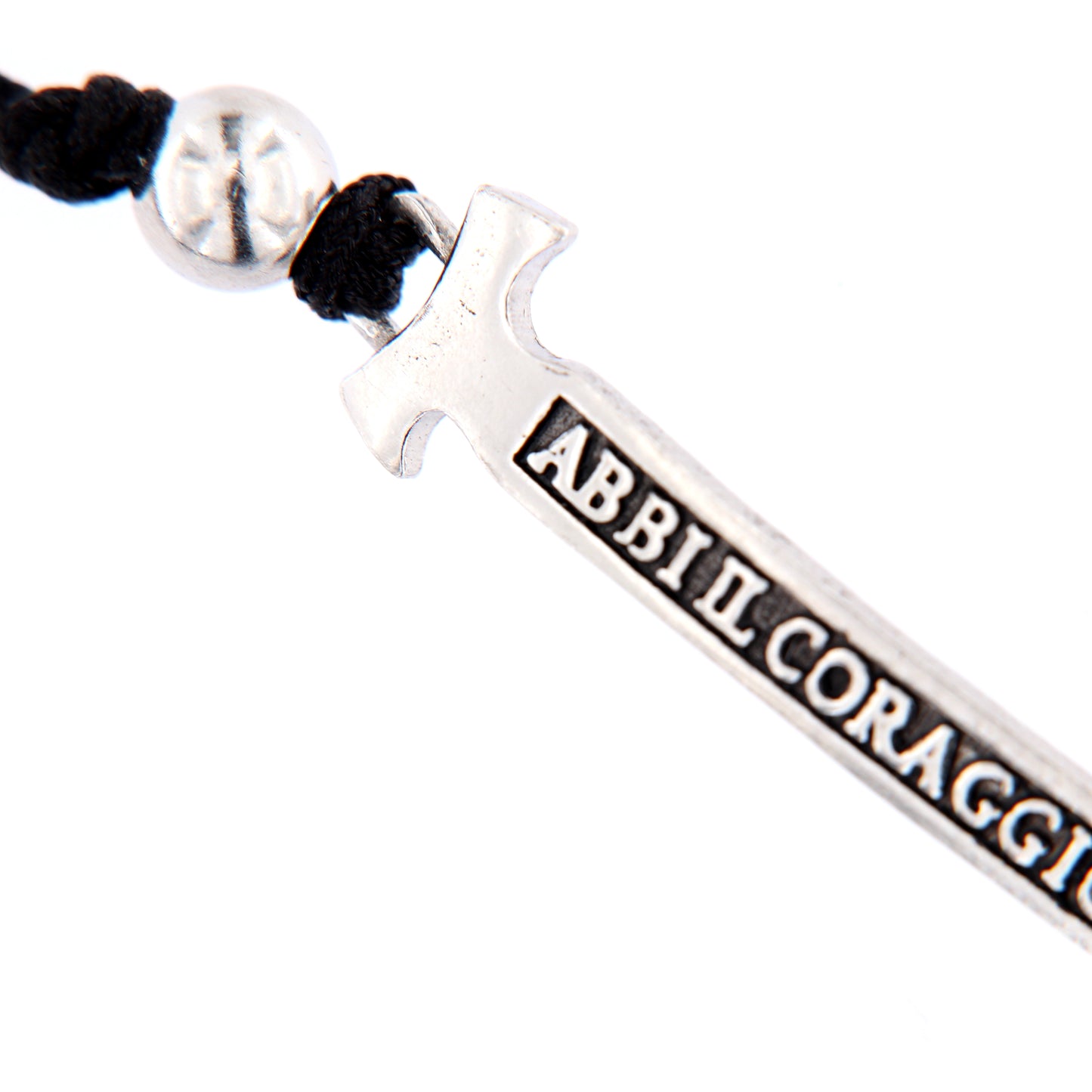 Bracciale Felix in corda colorata con elemento inciso in argento 925