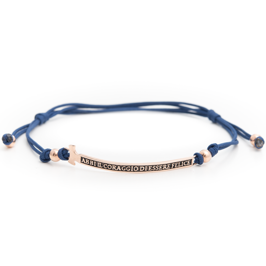 Bracciale Felix in corda colorata con elemento inciso in argento 925