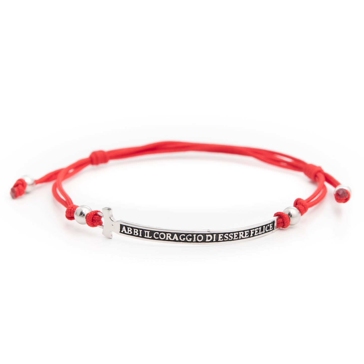 Bracciale Felix in corda colorata con elemento inciso in argento 925