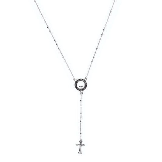 Collana Rosario Beatitudinem con crociera incisa, in argento 925