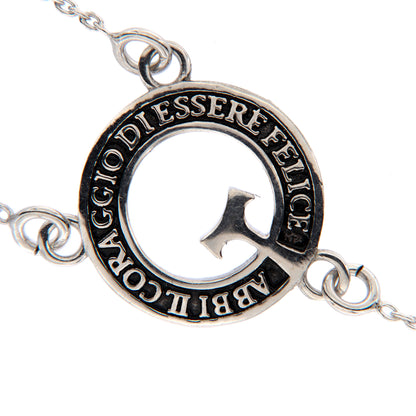 Collana Rosario Beatitudinem con crociera incisa, in argento 925