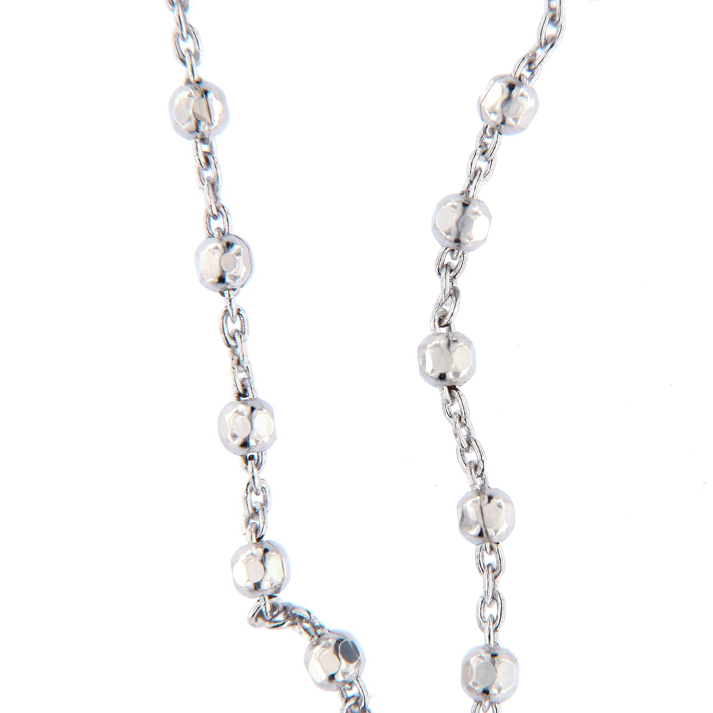 Collana Rosario Beatitudinem con crociera incisa, in argento 925