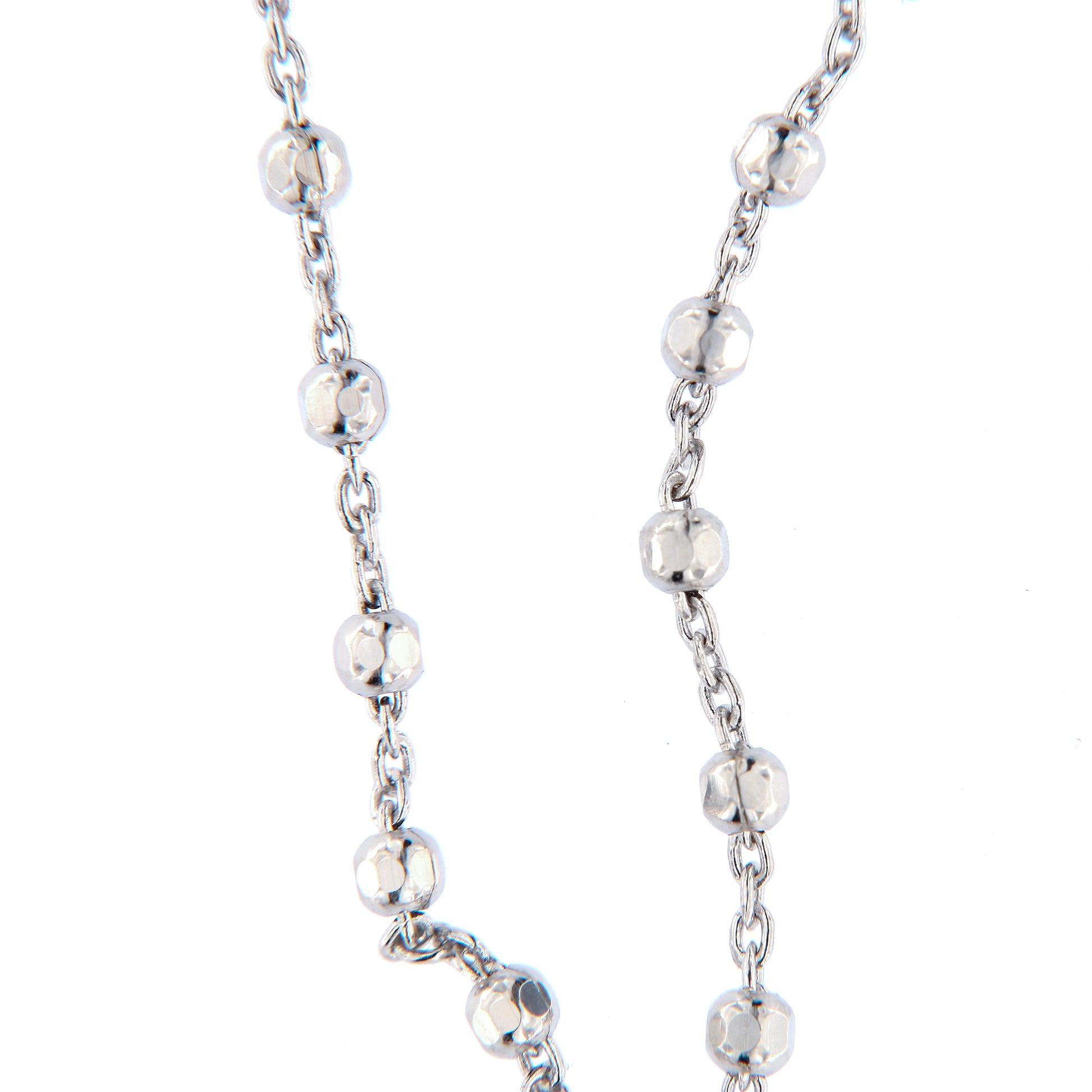 Collana Rosario Beatitudinem con crociera incisa, in argento 925