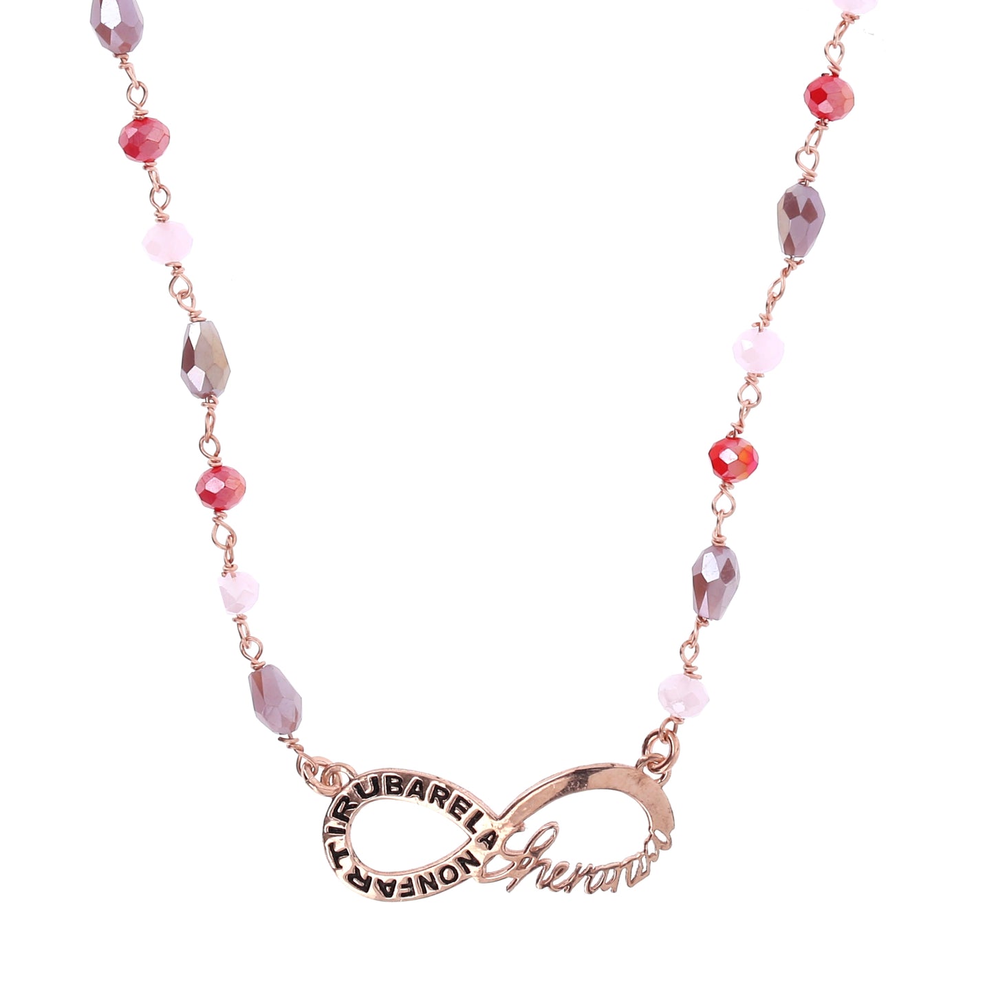 Collana Color Infinitum con pietre colorate,  simbolo infinito e incisione, in argento 925