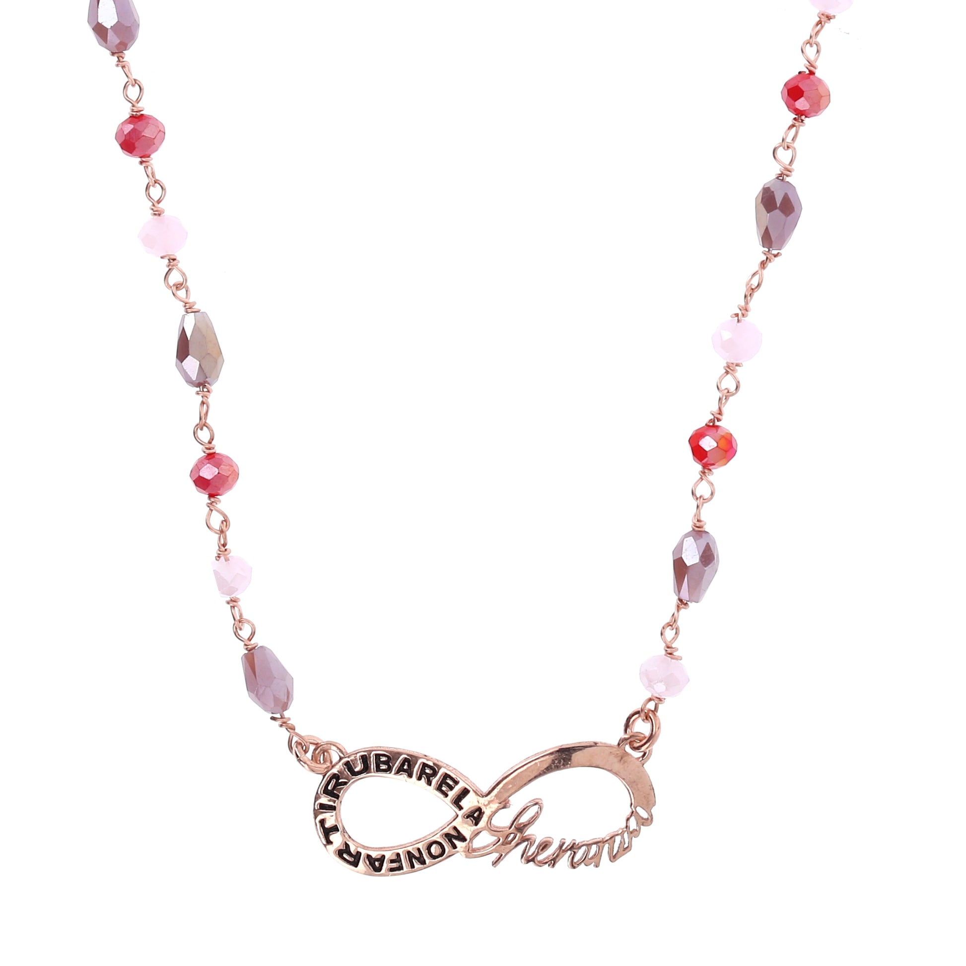 Collana Color Infinitum con pietre colorate,  simbolo infinito e incisione, in argento 925