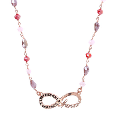 Collana Color Infinitum con pietre colorate,  simbolo infinito e incisione, in argento 925