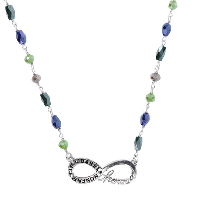 Collana Color Infinitum con pietre colorate,  simbolo infinito e incisione, in argento 925