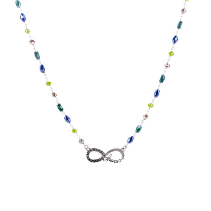 Collana Color Infinitum con pietre colorate,  simbolo infinito e incisione, in argento 925