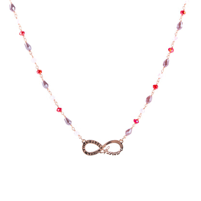 Collana Color Infinitum con pietre colorate,  simbolo infinito e incisione, in argento 925