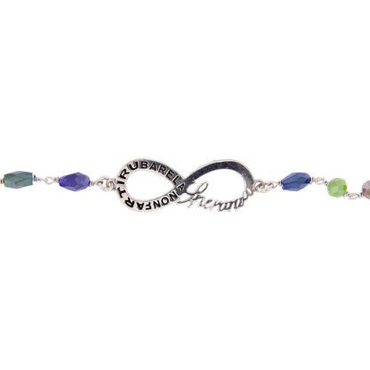 Bracciale Color Infinitum con pietre colorate,  simbolo infinito e incisione, in argento 925