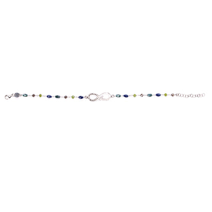Bracciale Color Infinitum con pietre colorate,  simbolo infinito e incisione, in argento 925