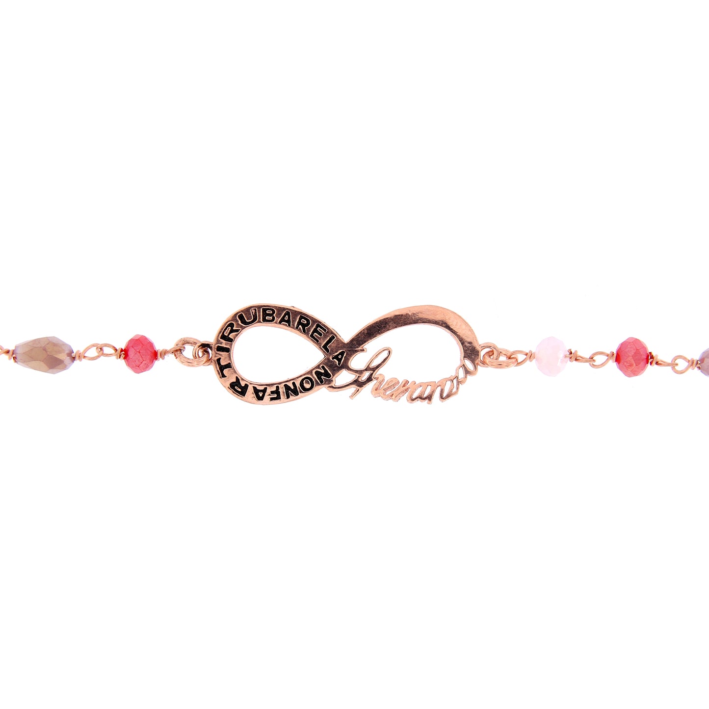 Bracciale Color Infinitum con pietre colorate,  simbolo infinito e incisione, in argento 925