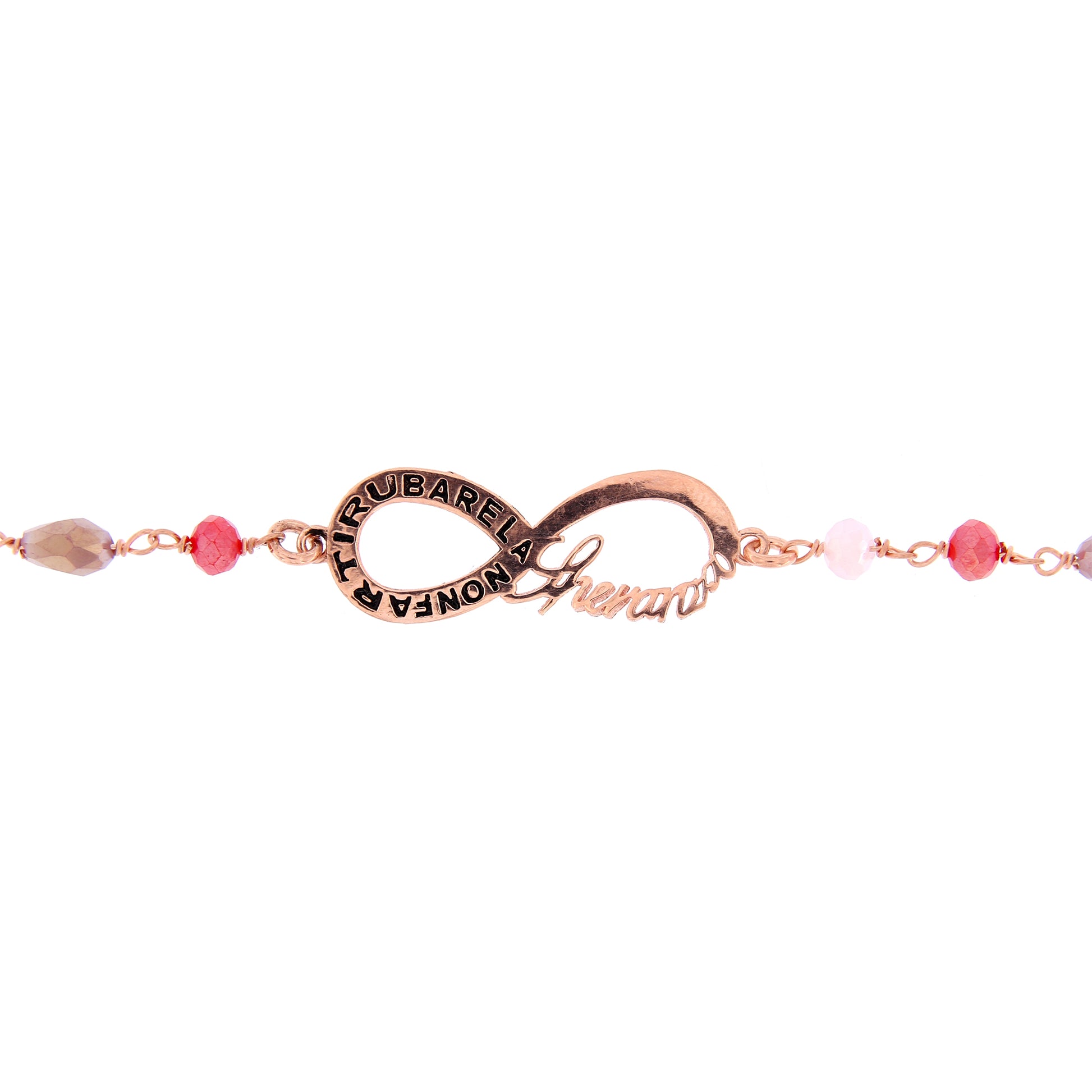 Bracciale Color Infinitum con pietre colorate,  simbolo infinito e incisione, in argento 925