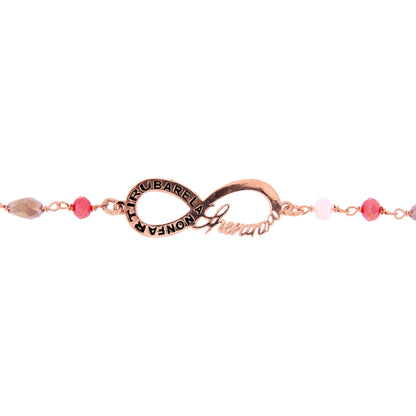 Bracciale Color Infinitum con pietre colorate,  simbolo infinito e incisione, in argento 925
